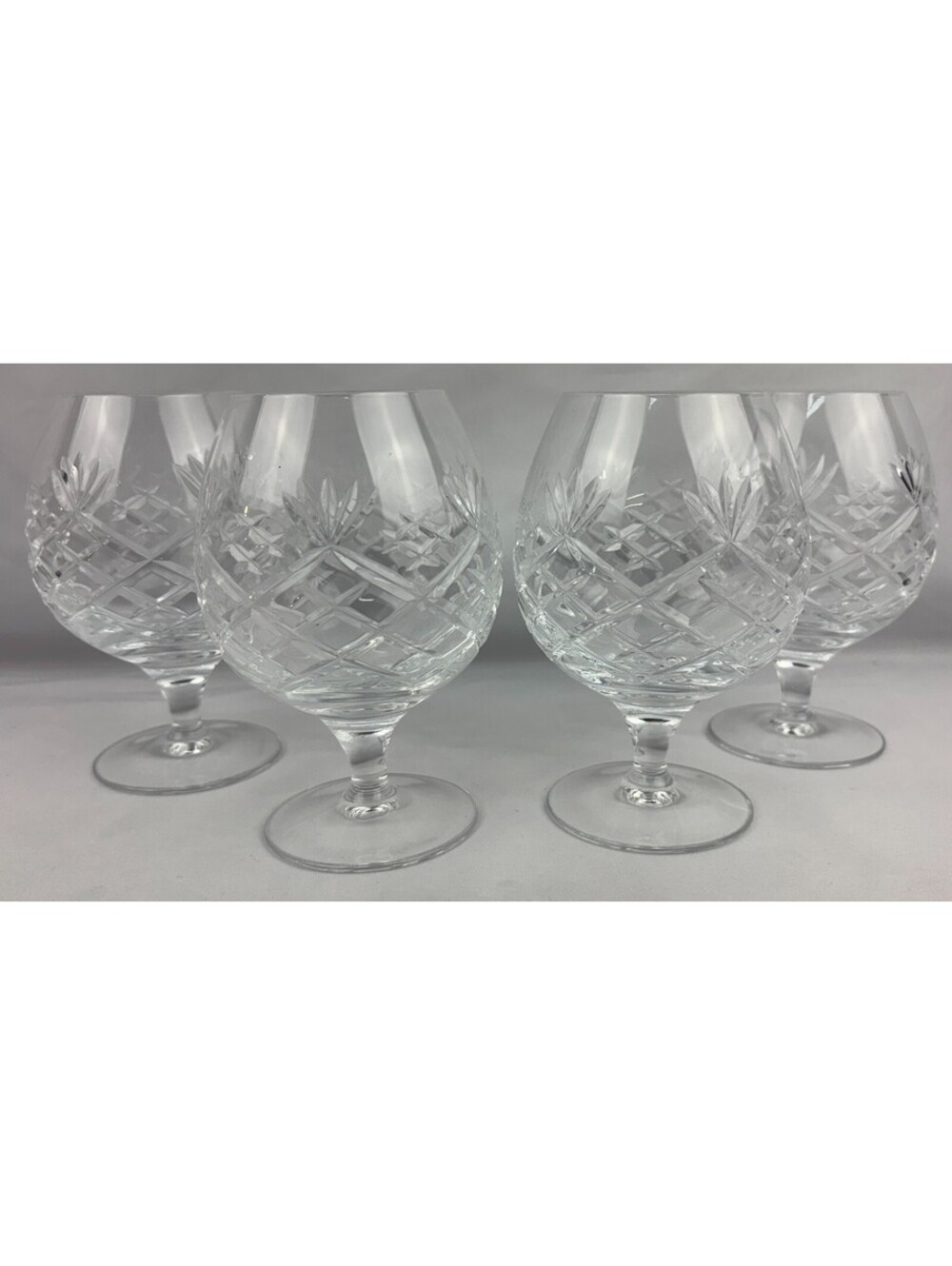 4 Vtg Royal Doulton Arden Brilliant Cut Crystal Balloon Brandy Snifters Glasses